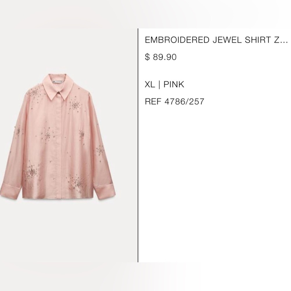Zara EMBROIDERED JEWEL SHIRT ZW COLLECTION